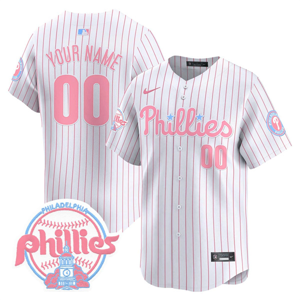 Men's Philadelphia Phillies Active Player Custom Bubblegum Pinstripe Vapor Premier Limited Stitched Jersey
